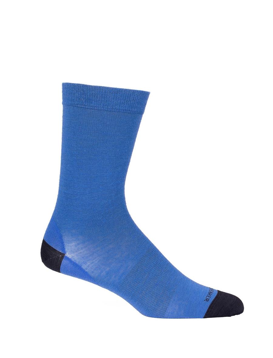 Men's Icebreaker Merino Lifestyle Fine Gauge Crew Socks Lazurite / Midnight Navy | CA 1937PJJQ